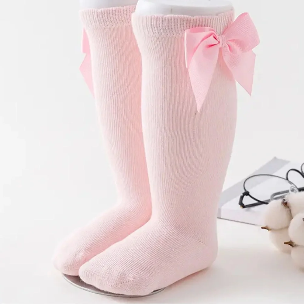 New Solid‎ Knee High Socks With Bows